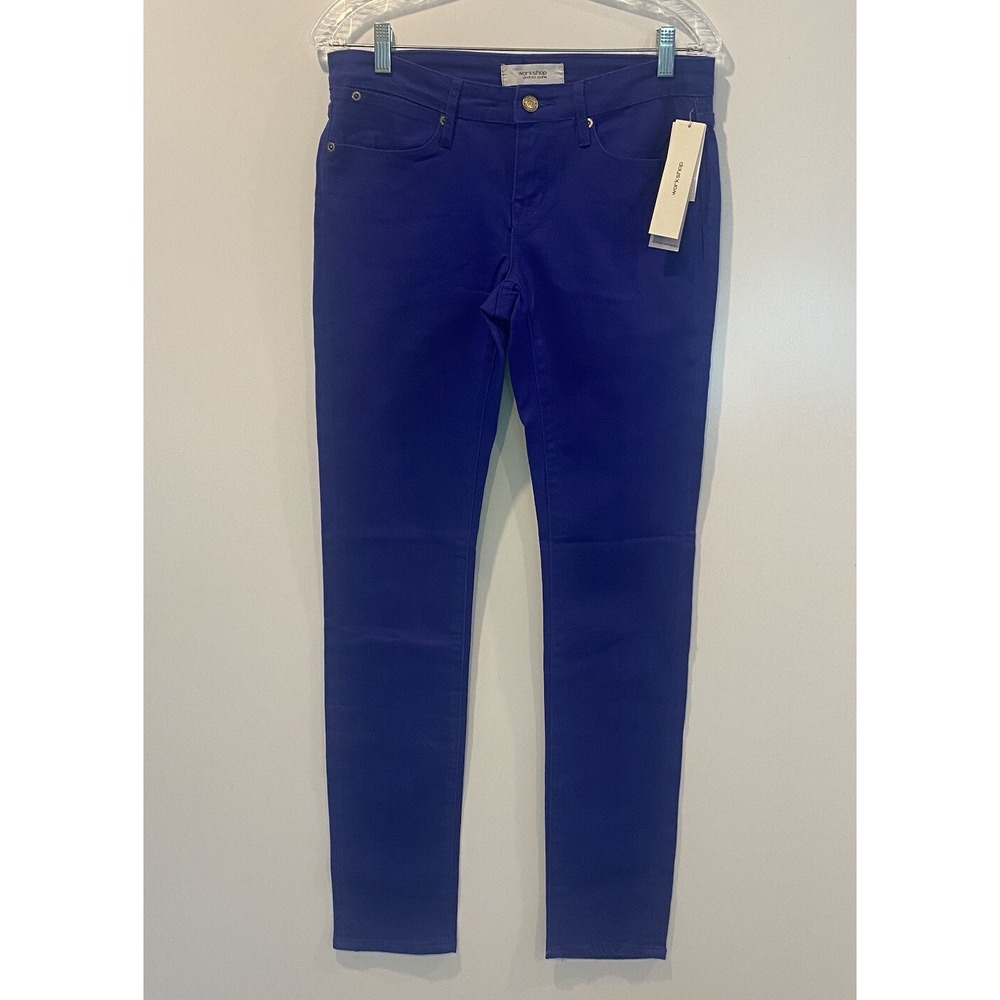 Workshop Andrea Jovine Drew Blue Skinny Pants Womens 6 Royal Blue Cotton Spandex